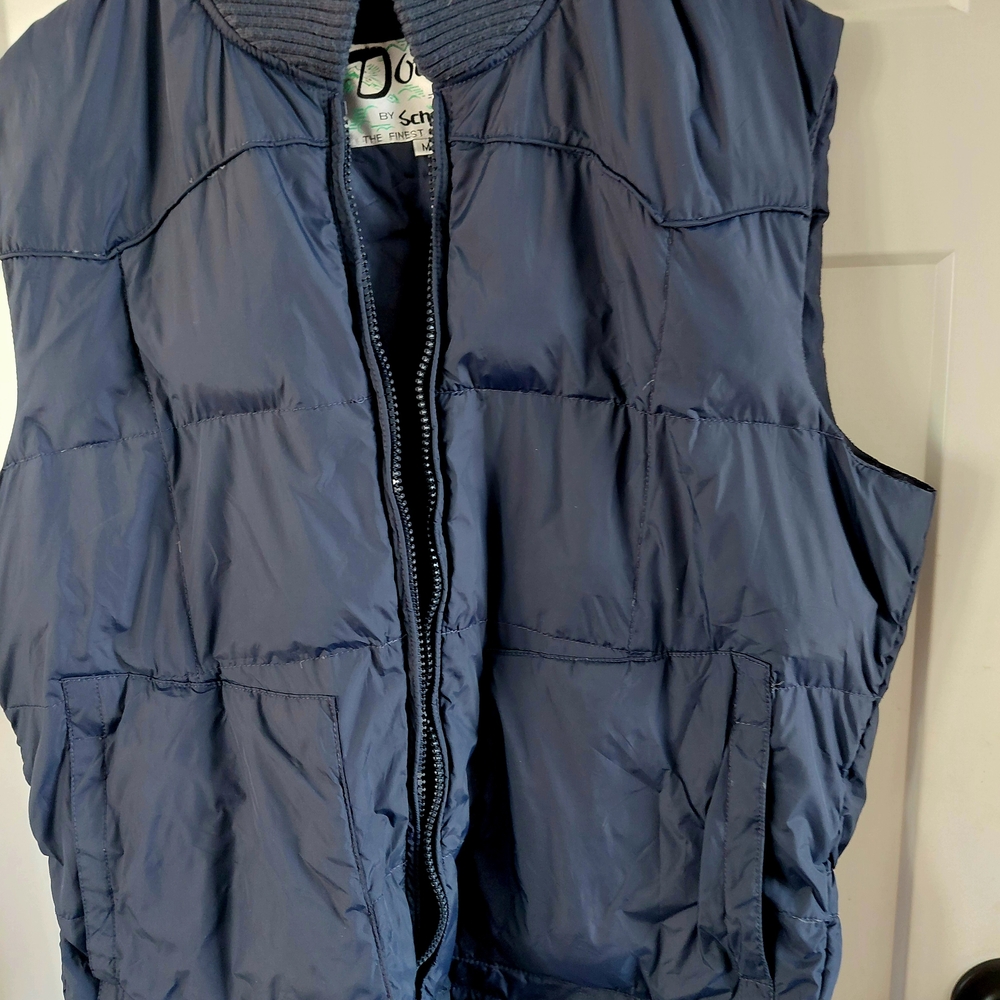 Schott NYC Down Puffer Vest Men’s Large Nylon Zip Up Navy  Vintage Winter